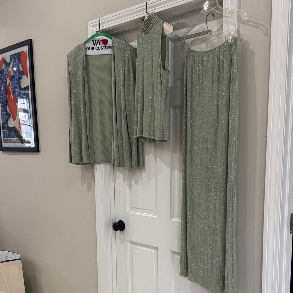 Vintage 90s Jeffery & Dara Evening By Tom Barra 3-Piece Sparkle Knit Set Size 8